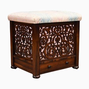 Mid Victorian Rosewood Ottoman, 1870s