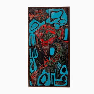 Modernist Artwork with Enamelled Relief Tiles, Italy, 1970s