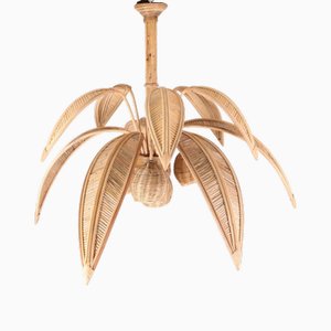 Palm Tree Ceiling Light in Rattan, 1990s