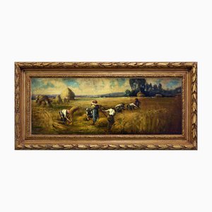 Emilio Pergola, Harvest Scene, 1990s, Oil on Canvas