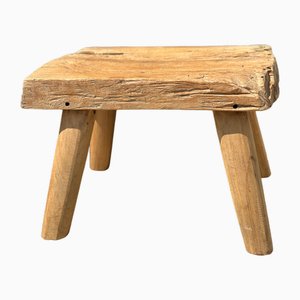 Small Side Table or Stool in Four-Legged Blond Teak