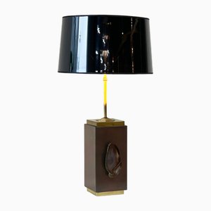 Vintage Brass Agate Table Lamp, 1970s