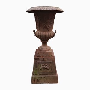 Cast Iron Vase with Angels on Column