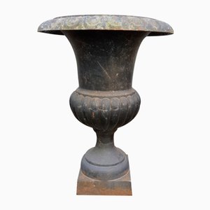 Kelch-Gartenvase aus Gusseisen in Schwarz