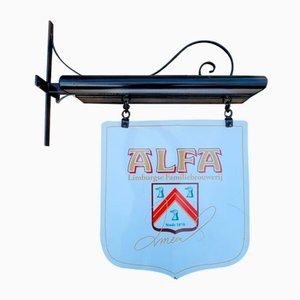 Insegna pubblicitaria luminosa in ferro battuto Alfa Beer