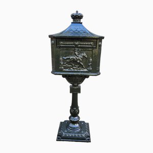 Cast Iron English Mailbox Letterbox on Leg Green