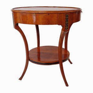Biedermeier Salontisch aus Kirschholz Furnier mit Messingintarsien, 1810er