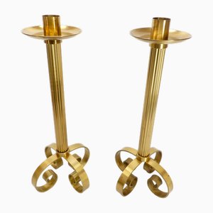 Skandinavische Kerzenständer aus Messing von Ivar Ålenius Björk für Ystad Metall, 1960er, 2er Set