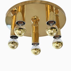 Mid-Century Space Age Modern Brass Ceiling Lamp, 1970s