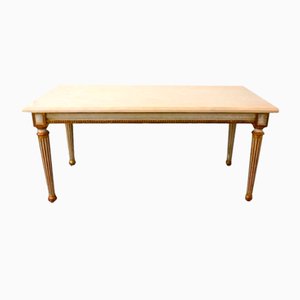 Mesa de centro Luis XVI de mármol y madera dorada, Francia