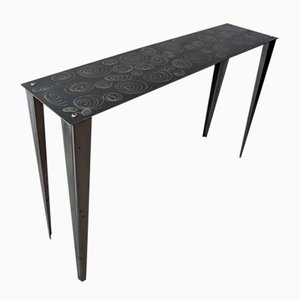 Postmoderner amerikanischer Vintage Konsolentisch aus Stahl mit Spiral-Design, 1980er