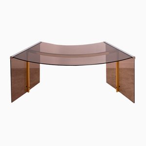 Desk in Bronzed Glass attributed to Pierangelo Gallotti and Radice, Italy, 1980s