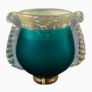 Japanese Green Art Glass Vase by Kuniaki Kuroki, 1990s