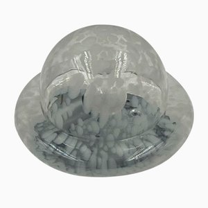 Vintage Space Age UFO Flush Mount Light Fixture with Spotted Glass Shade, 1960s