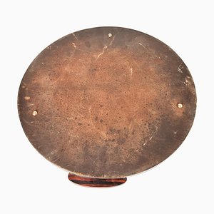 Art Deco Metal and Brown Wood Tray with Handles and Mirror, France, 1930