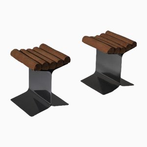 X Hocker aus Edelstahl von Yonel Lebovici, Frankreich, 1973, 2er Set