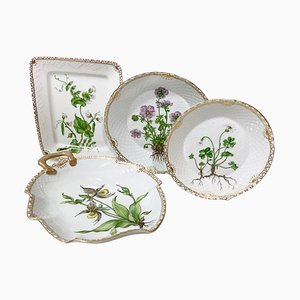 Flora Danica Porcelain Dishes by Bing & Grøndahl, Denmark, 1920s, Set of 4