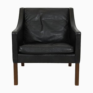 2207 Chair in Black Leather from Børge Mogensen, 1980s