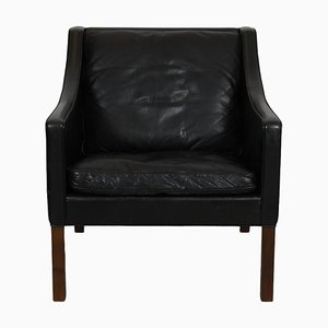 2207 Chair in Black Leather from Børge Mogensen, 1980s