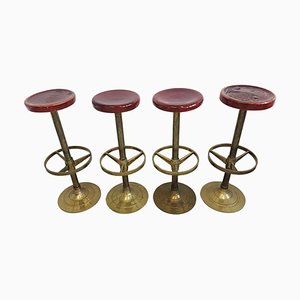 Bar Stools in Thick Brass, Austria, 1920s, Set of 4