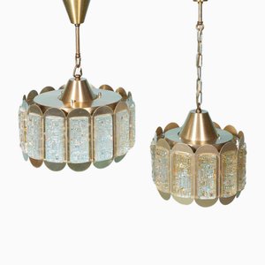 Danish Glass Hanging Lamp from Vitrika