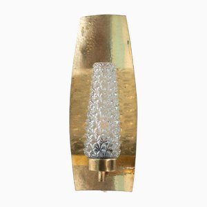 Vintage Brass & Glass Wall Lamp