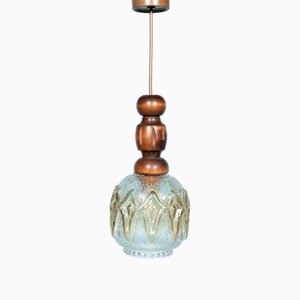 Brutalistische Hängelampe aus Glas, 1970er