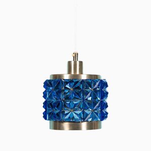Lampada vintage in vetro blu