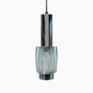 Vintage Chrome and Glass Hanging Lamp by Carl Thore
