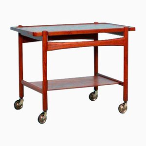 Vintage Danish Bar Cart in Teak by Hans J. Wegner