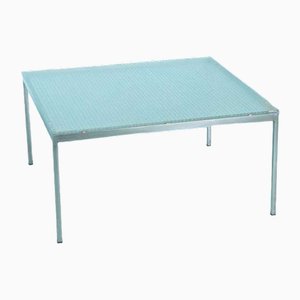 Vintage Coffee Table in Stainless Steel and Wired Glass,