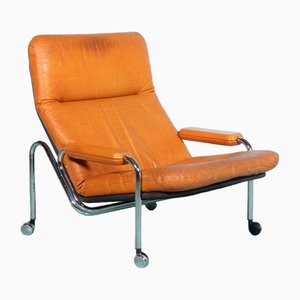 Sedia vintage in pelle bianca, anni '60