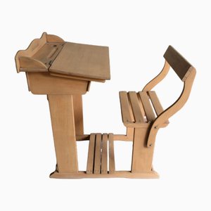 Antiker Schultisch aus Buche