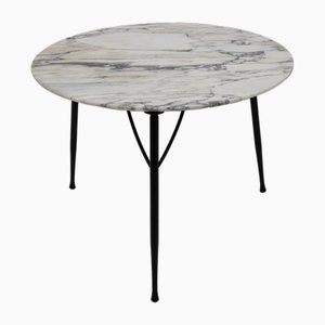 Runder Italienischer Mid-Century Modern Couchtisch aus Marmor & Metall, 1960er