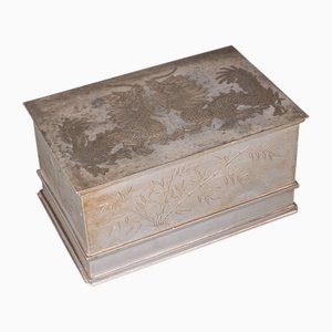 Vintage Chinese Hotel Tea Box in Pewter Alloy, 1930s