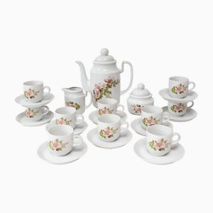 French Porcelain Coffee Set, 1970s, Set of 23