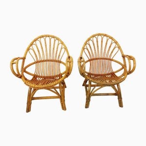 Set of Vintage Rattan Armchairs, 1960s