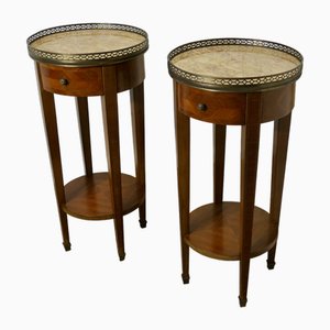 French Circular Side Tables with Drawers, 1920s, Set of 2