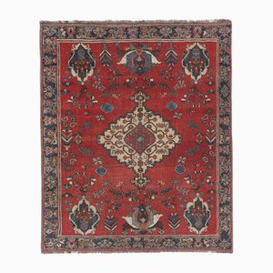 Vintage Turkish Red Hand Knotted Oushak Rug