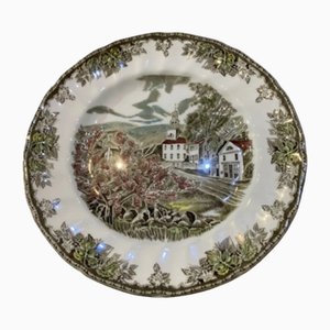 Mid-Century Village Porcelain Dinner Plates from Johnson Brothers, 1952, Set of 4