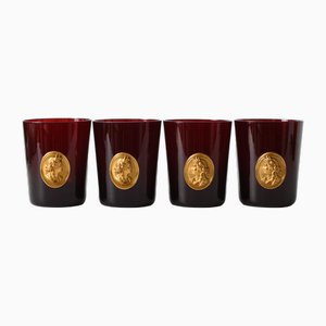 Mid-Century Rubinrotgold Medaillon Becher, 4 . Set