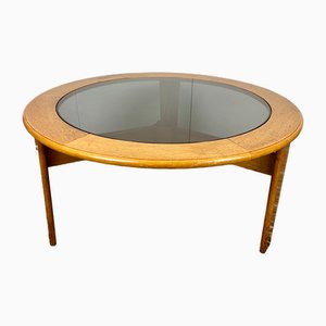 Table Basse Vintage en Teck et Verre Fumé