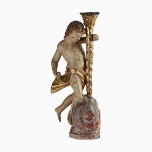 Torch Holder Putto in Wood