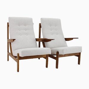 Set of Oak Armchairs attributed to Uluv, Czechoslovakia, 1970s