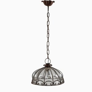 20th Century Chandelier in Iron and Blown Glass, Italy