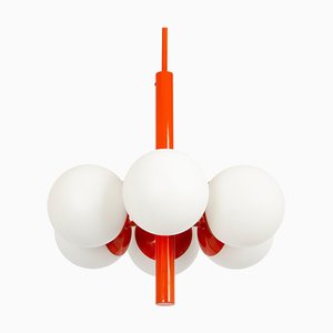 Orange Sputnik Hängelampe aus Opalglas von Kaiser Idell / Kaiser Leuchten, Deutschland, 1970er