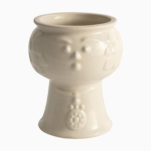 Scandinavian Modern White Porcelaine Face Vase by Ancher Iversen