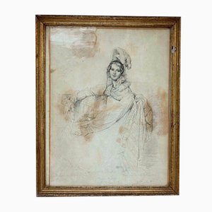 Jean Coraboeuf según Ingres, Madame Destouches, grabado, enmarcado