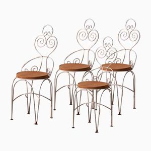 Antique White Garden Chairs, 1920s, Set of 4