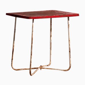 Antiker roter Gartentisch, 1920er
